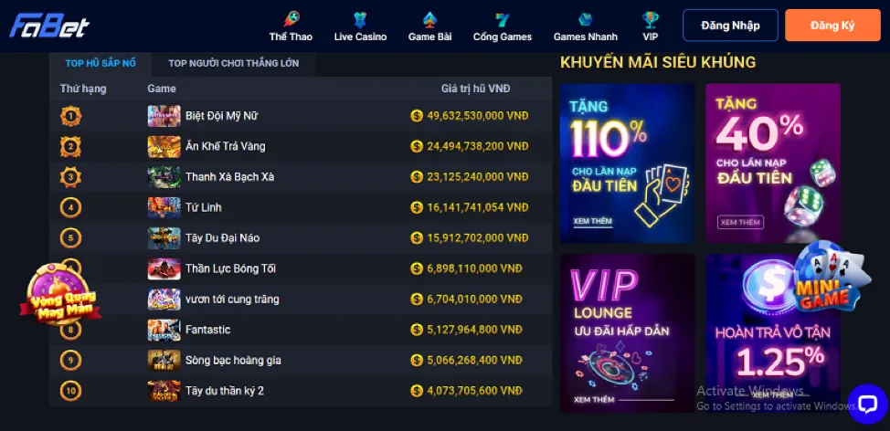 Bộ sưu tập đa dạng các trò chơi slot